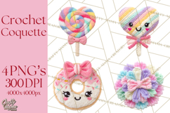 Crochet Coquette Clipart Kawaii Pastel Fruits Toys Yarn PNG Product Image 1
