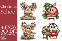 Christmas School Clipart PNG, Teacher Classroom Holiday Png Product Image 1