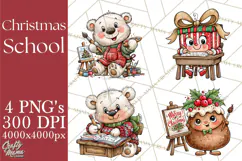 Christmas School Clipart PNG, Teacher Classroom Holiday Png Product Image 1