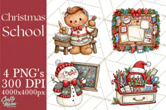 Christmas School Clipart PNG, Teacher Classroom Holiday Png Product Image 1