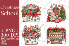 Christmas School Clipart PNG, Teacher Classroom Holiday Png Product Image 1