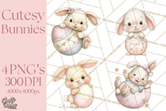 Easter Bunnies Clipart, Cute Cartoon Bunnies Png Product Image 1