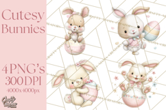 Easter Bunnies Clipart, Cute Cartoon Bunnies Png Product Image 1