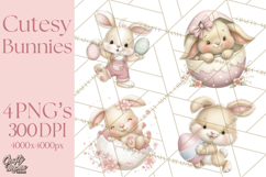 Easter Bunnies Clipart, Cute Cartoon Bunnies Png Product Image 1