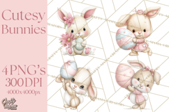 Easter Bunnies Clipart, Cute Cartoon Bunnies Png Product Image 1