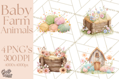 Baby Farm Animals Clipart PNG, Cute Spring Animals Product Image 1