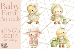 Baby Farm Animals Clipart PNG, Cute Spring Animals Product Image 1