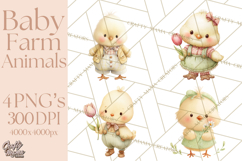 Baby Farm Animals Clipart PNG, Cute Spring Animals Product Image 1