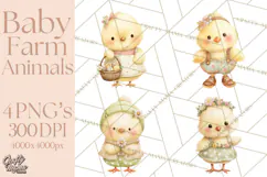 Baby Farm Animals Clipart PNG, Cute Spring Animals Product Image 1