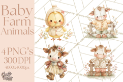 Baby Farm Animals Clipart PNG, Cute Spring Animals Product Image 1