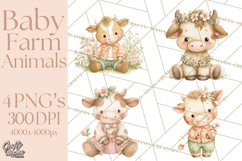 Baby Farm Animals Clipart PNG, Cute Spring Animals Product Image 1