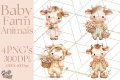 Baby Farm Animals Clipart PNG, Cute Spring Animals Product Image 1