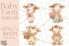 Baby Farm Animals Clipart PNG, Cute Spring Animals Product Image 1