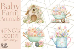 Baby Farm Animals Clipart PNG, Cute Spring Animals Product Image 1