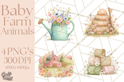 Baby Farm Animals Clipart PNG, Cute Spring Animals Product Image 1