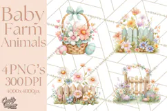 Baby Farm Animals Clipart PNG, Cute Spring Animals Product Image 1