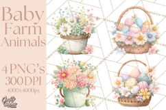 Baby Farm Animals Clipart PNG, Cute Spring Animals Product Image 1