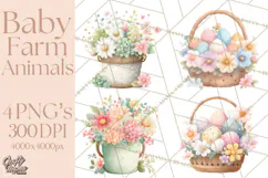 Baby Farm Animals Clipart PNG, Cute Spring Animals Product Image 1