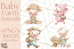 Baby Farm Animals Clipart PNG, Cute Spring Animals Product Image 1
