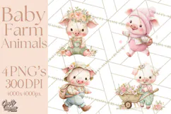 Baby Farm Animals Clipart PNG, Cute Spring Animals Product Image 1