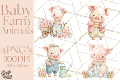 Baby Farm Animals Clipart PNG, Cute Spring Animals Product Image 1