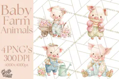 Baby Farm Animals Clipart PNG, Cute Spring Animals Product Image 1