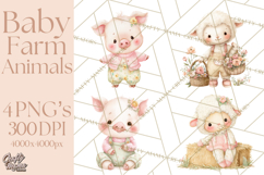 Baby Farm Animals Clipart PNG, Cute Spring Animals Product Image 1