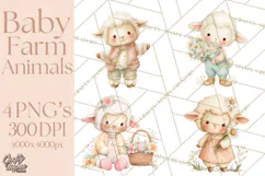 Baby Farm Animals Clipart PNG, Cute Spring Animals Product Image 1