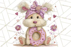 Sweet Treat Animals Clipart, Valentine Cupcake Cat PNG Product Image 7