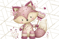 Sweet Treat Animals Clipart, Valentine Cupcake Cat PNG Product Image 4
