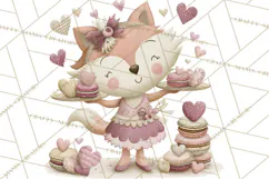 Sweet Treat Animals Clipart, Valentine Cupcake Cat PNG Product Image 5