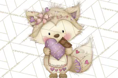 Sweet Treat Animals Clipart, Valentine Cupcake Cat PNG Product Image 2