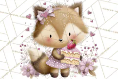 Sweet Treat Animals Clipart, Valentine Cupcake Cat PNG Product Image 3