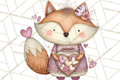 Sweet Treat Animals Clipart, Valentine Cupcake Cat PNG Product Image 4