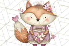 Sweet Treat Animals Clipart, Valentine Cupcake Cat PNG Product Image 4