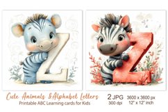 Zebra, Cute Baby Animal Alphabet Letters, ABC Printable card Product Image 1