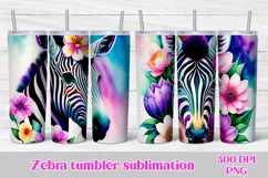 Zebra sublimation design tumbler wrap 20 Oz, zebra tumbler wrap, flower zebra sublimation PNG, animals tumbler design wrap.