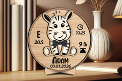 Zebra Baby Announcement Round Board Circle Sign SVG Laser