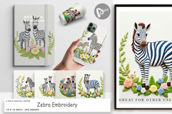Digital Paper Zebra Embroidery Product Image 1