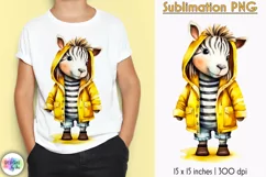 Baby Zebra Sublimation | Cute Zebra in Yellow Raincoat Product Image 1