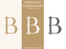B Monogram Logo, Elegant Initial Monogram Product Image 2