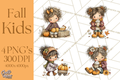 Fall Kids Clipart, Cozy Autumn Children PNG Product Image 1