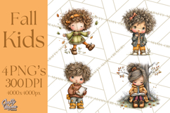 Fall Kids Clipart, Cozy Autumn Children PNG Product Image 1
