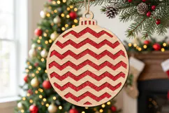 Zigzag Christmas Ornament SVG Laser Cut Wood Decor Product Image 2