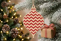 Zigzag Lines Christmas Ornament SVG Wood Laser Cut Product Image 1