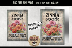 Zinnia Seeds Sublimation Design | Vintage Flower Seed PNG Product Image 2