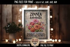 Zinnia Seeds Sublimation Design | Vintage Flower Seed PNG Product Image 1