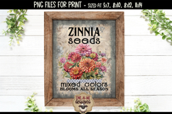 Zinnia Seeds Sublimation Design | Vintage Flower Seed PNG Product Image 3