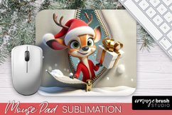 3d Christmas Mouse Pad Sublimation, Deer Smashed Wall Design Product Image 1