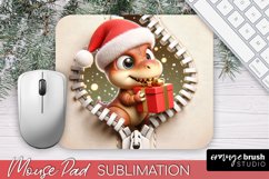 Christmas Dinosaur 3D Mouse Pad Sublimation Design Product Image 1